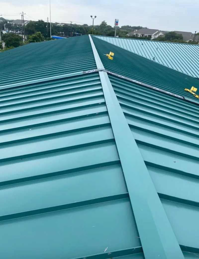 Green commercial metal roof ridge and valley for Metal Roof Repair in Hobbs